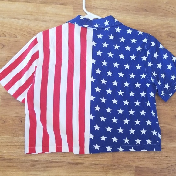 Forever 21 Stars & stripes women's cropped buttoned top size S - Picture 5 of 5